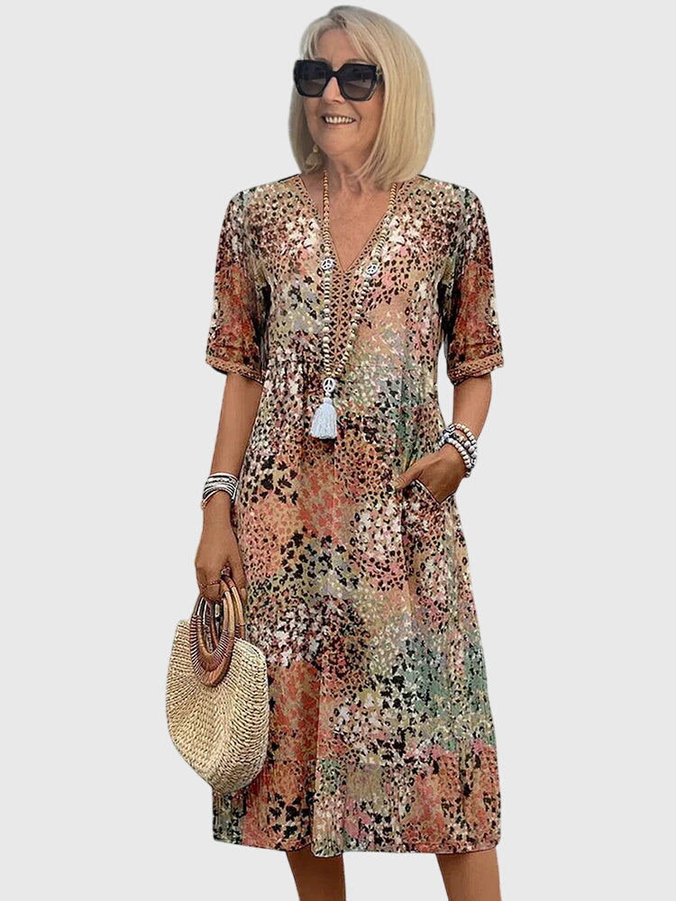 Women's Elegant Floral Midi Dress