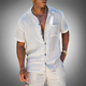 Men's Linen Short Sleeve Shirt & Shorts Set - Two-Piece Summer Outfit - Holiday Co-Ord