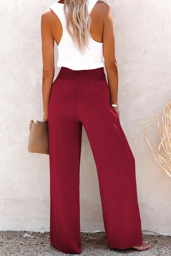 Sharon | High-Waisted Trousers with Smocked Waist Bottom Collection