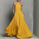 Women's Halter Neck Sleeveless Linen Blend Maxi Dress