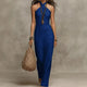 Women's Halter Maxi Dress Criss Cross Neckline Sleeveless Bohemian