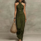 Women's Halter Maxi Dress Criss Cross Neckline Sleeveless Bohemian