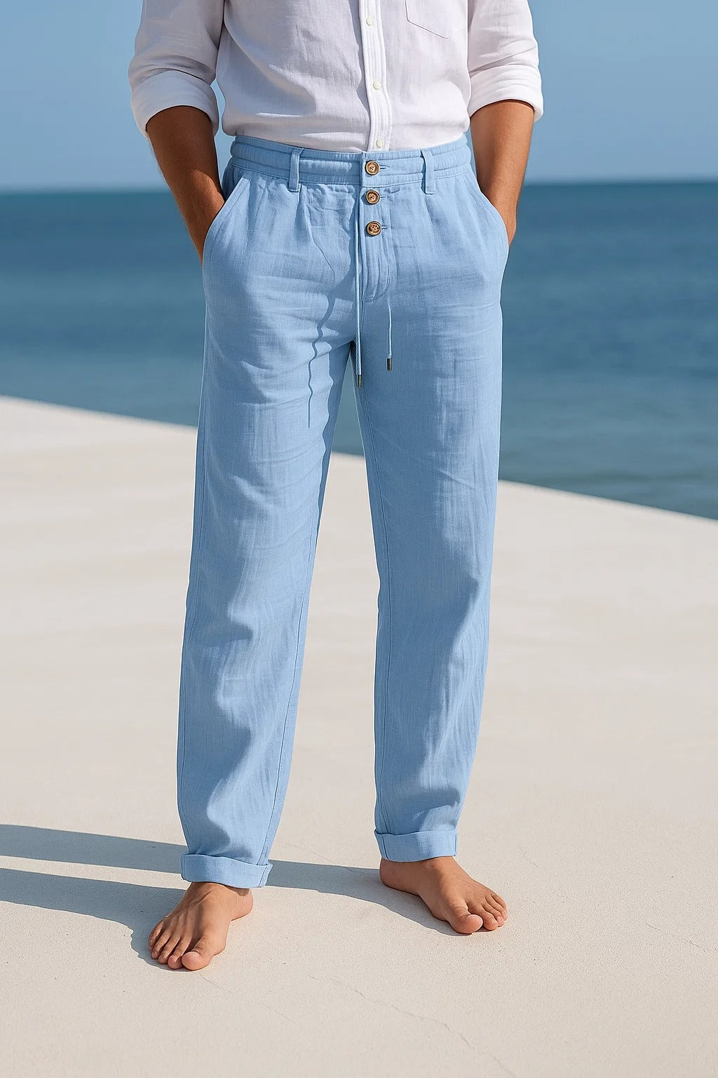 Men's Straight-Leg Linen Trouser