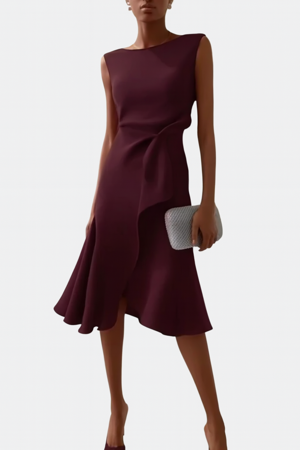 Sheila | Women's Asymmetric Draped Midi Dress