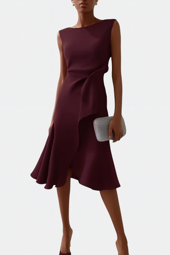Sheila | Women's Asymmetric Draped Midi Dress