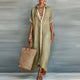 Women's Linen Maxi Shirt Dress Button Down Short Sleeve Relaxed