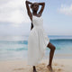 Women's Linen Sleeveless Open-Back Maxi Dress with Adjustable Tie