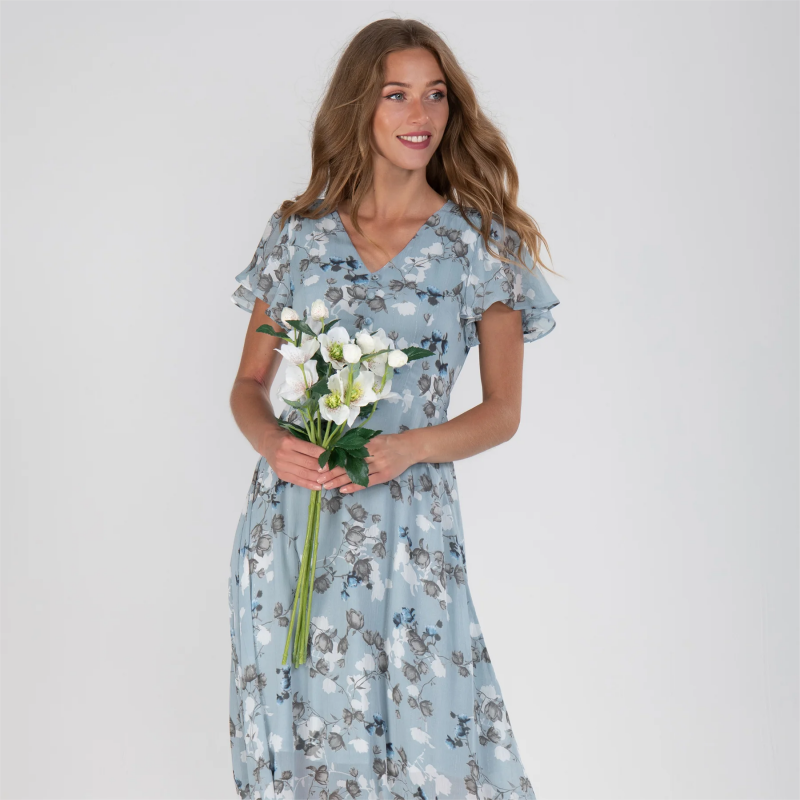 Women's Floral Long-Sleeve Maxi Dress