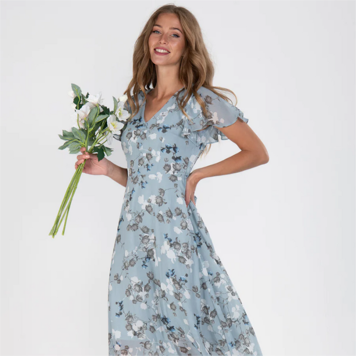 Women's Floral Long-Sleeve Maxi Dress
