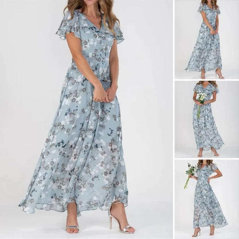 Women's Floral Long-Sleeve Maxi Dress
