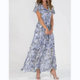 Women's Floral Long-Sleeve Maxi Dress