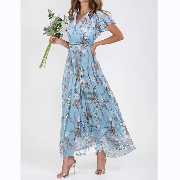 Women's Floral Long-Sleeve Maxi Dress