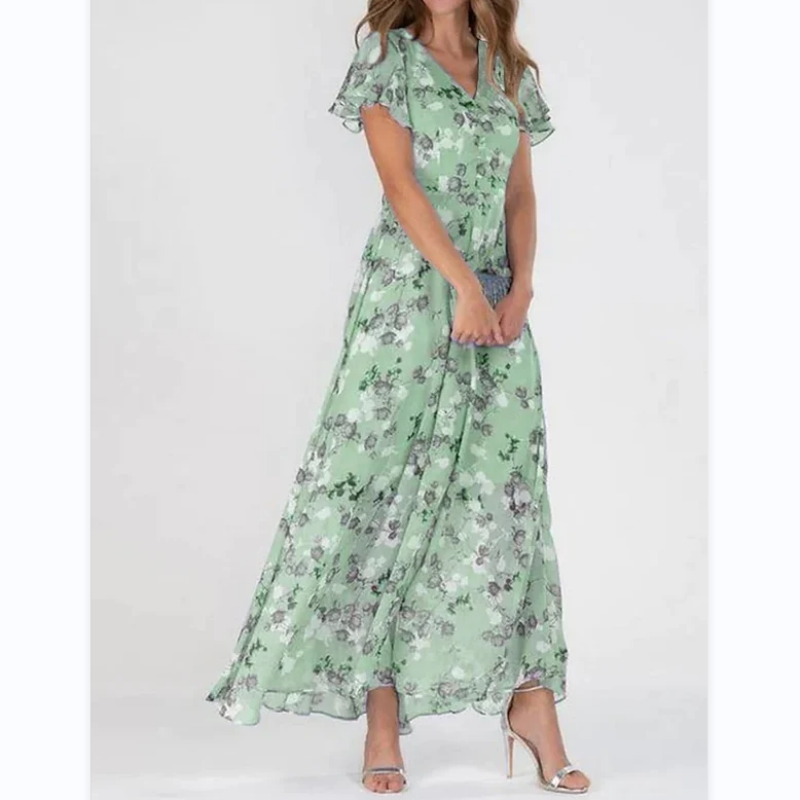 Women's Floral Long-Sleeve Maxi Dress