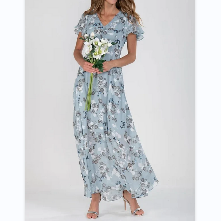 Women's Floral Long-Sleeve Maxi Dress