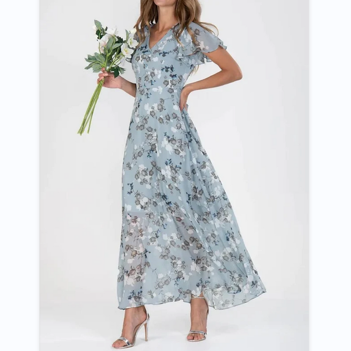 Women's Floral Long-Sleeve Maxi Dress