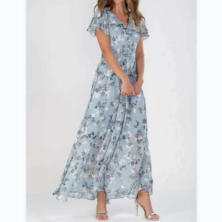 Women's Floral Long-Sleeve Maxi Dress