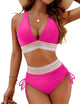 Women's Two Piece Bikini Set Deep V-Neck High Waisted Tummy Control