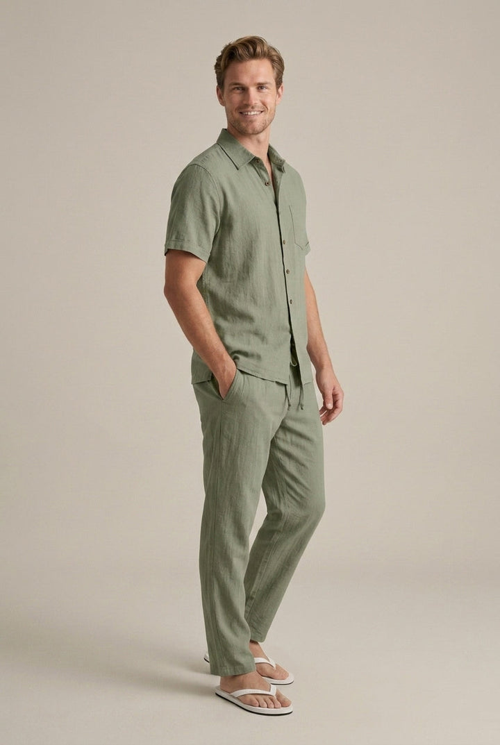 Men's Linen Two-Piece Set Relaxed Fit