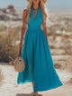Women's Boho Cotton-Linen Halter Maxi Dress