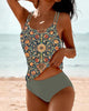 Women's Boho Floral Tapestry Bikini Set – High Waisted Tank Top Beach Swimwear