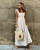 Women's Gingham Square Neck Maxi – Ruffle Sleeve Smocked Tiered Summer Dress
