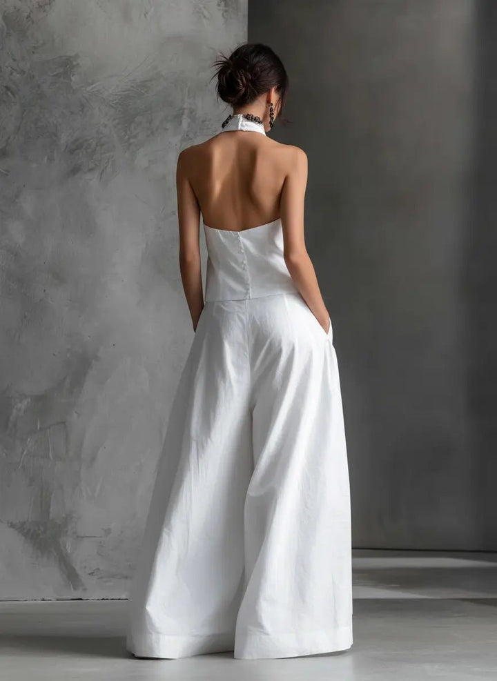 Women's Halter Neck Linen Two-Piece Set