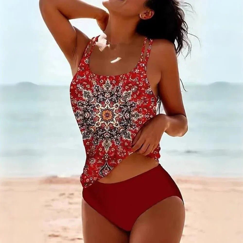 Women's High-Waisted Printed Two-Piece Tankini