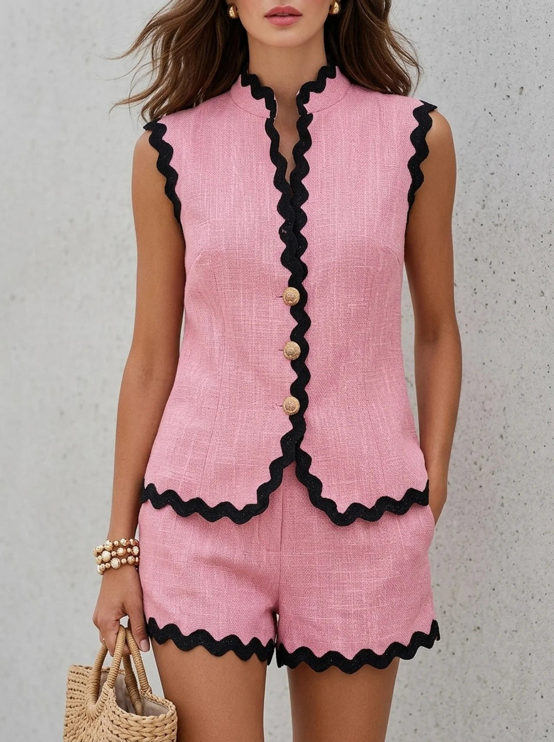Women's Sleeveless Linen Two-Piece Set