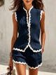 Women's Sleeveless Linen Two-Piece Set