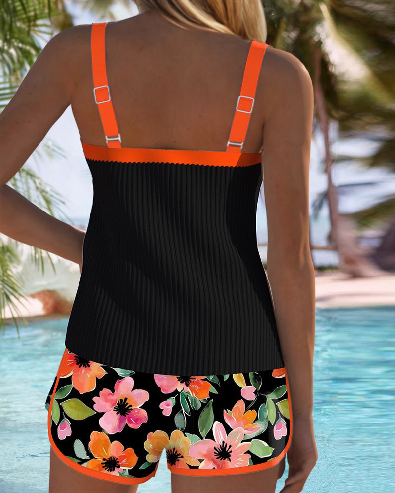 Women's Tummy Control Floral Two-Piece Tankini Set