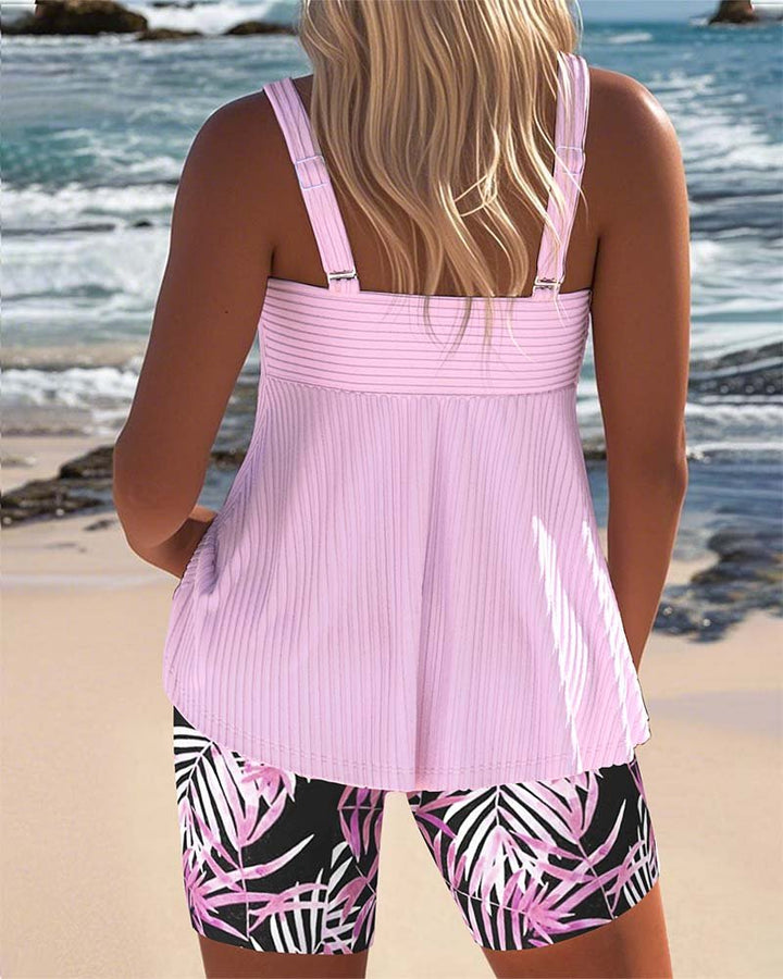 Women's Tummy Control Printed Tankini Swimsuit Set