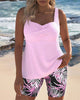 Women's Tummy Control Printed Tankini Swimsuit Set
