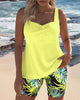 Women's Tummy Control Printed Tankini Swimsuit Set
